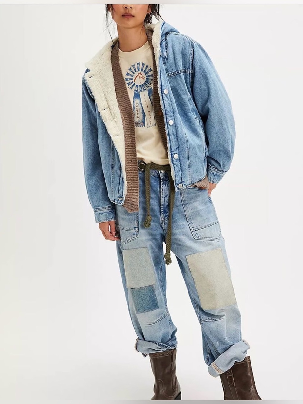 FREE PEOPLE × We The Free Asher Cozy Denim Jacket size extra large